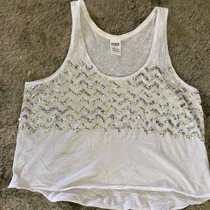 PINK Cripped Sequin Tank